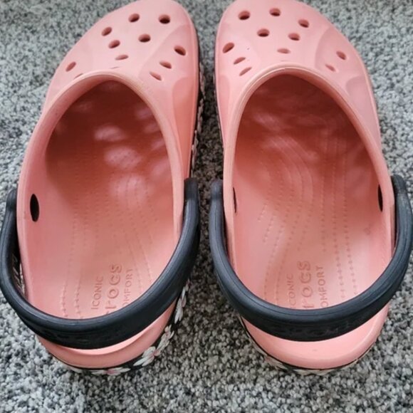 Crocs Bayaband Pink and Black Daisy Slip On Clogs Women's Size 10 - Picture 4 of 4